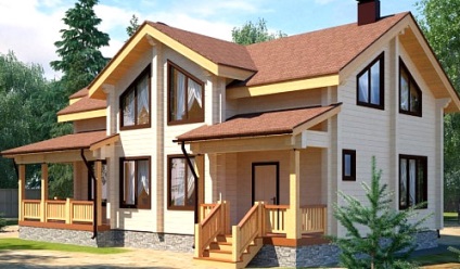 Două etaje proiecte de cabana din lemn, opțiuni de aspect și caracteristici de construcție