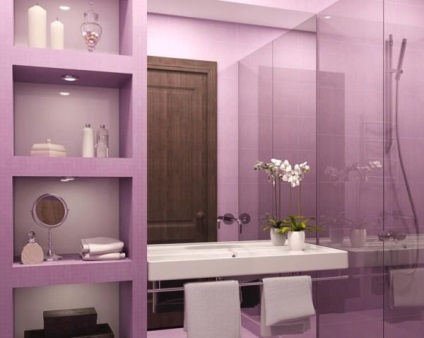 Purple decor de baie de podea, dale, mobilier și alte elemente de interior