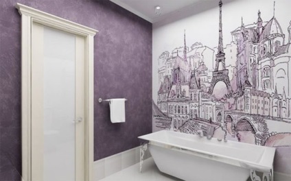 Purple decor de baie de podea, dale, mobilier și alte elemente de interior