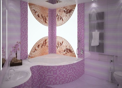 Purple decor de baie de podea, dale, mobilier și alte elemente de interior