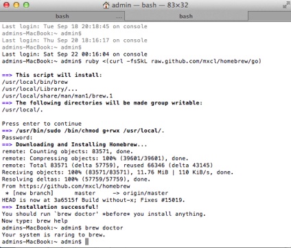 Homebrew - manager de pachete pentru os x mavericks 10