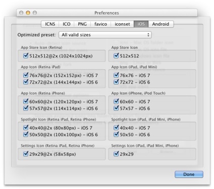 Iconvert ikonok os x gyors létrehozása különböző formátumok ikonok