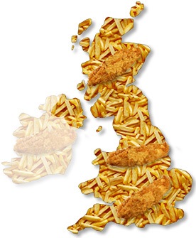 A brit finomságok története olyan hal, rántott krumplival (hal és zseton)