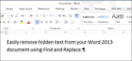 Как бързо да се премахне скрит текст в словото на документа