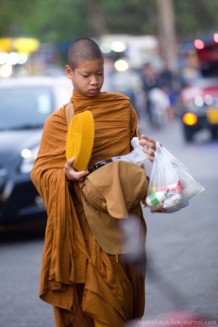 Cum călugării thailandezi colectează donații