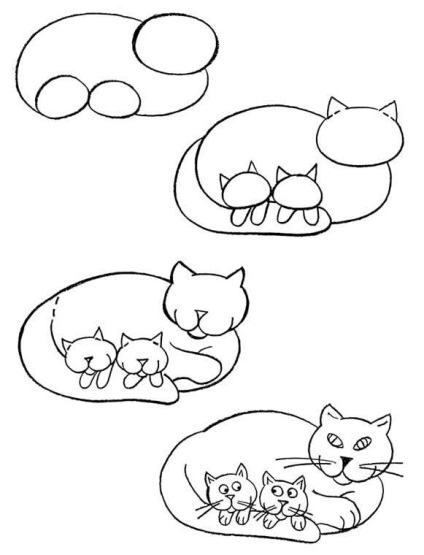 Cum de a desena o pisica pisica si o pisica