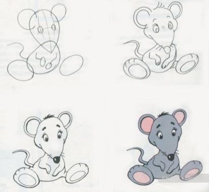 Cum de a desena un mouse, șobolan, mouse-ul, mouse-ul folosind o schemă foto