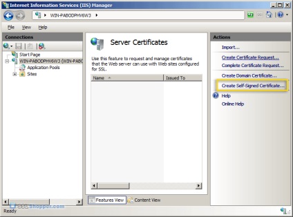 Cum se creează un certificat auto-semnat pentru iis 7 - tehnologii news ssl, certificate SSL