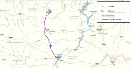 Hogyan helyezzük el a Yandex térképet egy autóútra a helyszínre, a városok kiválasztásával