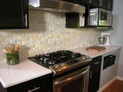 Kő kötény a konyhában (54 fotó) dekoratív mesterséges kő a falon, kő kötény