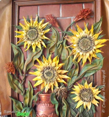 Pictura din piele - floarea-soarelui fantezie