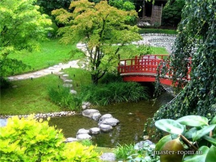 A japán stílusú nyári üdülőhely tájképe könnyű