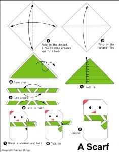 Stăpânește origami veselă a omului de zăpadă conform schemei
