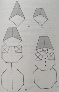 Stăpânește origami veselă a omului de zăpadă conform schemei