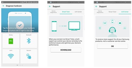 Noua aplicație de la diagnosticarea, susținerea, corespondența Samsung