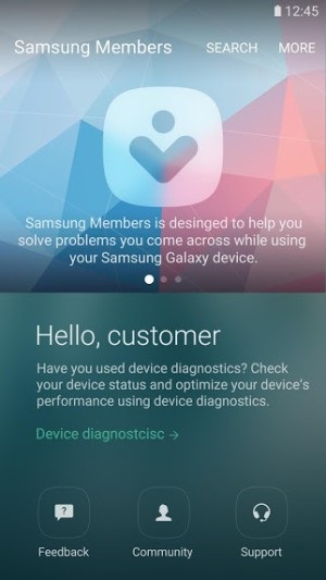 Noua aplicație de la diagnosticarea, susținerea, corespondența Samsung