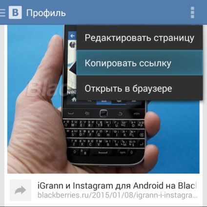 Client oficial vkontakte, kate și lynt pe blackberry clasic, mure în Rusia