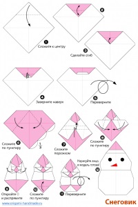 Origami hóember egy lépésről-lépésre mesterkurzus egy fotó és videó bemutató