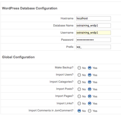 Webhely átadása wordpress alkalmazással a joomla számára