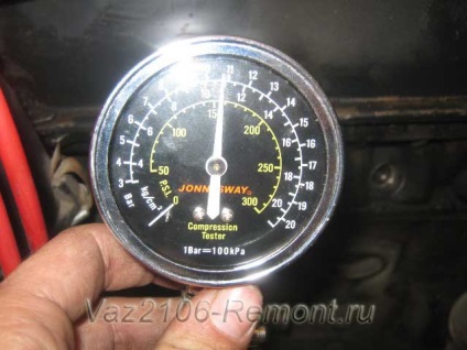 Kompressziós ellenőrzés a motorhengerekben, a VAZ 2106 javítása