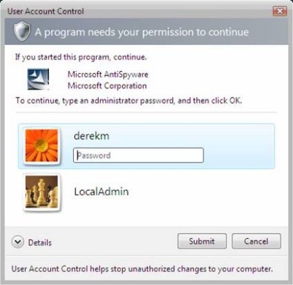 Vizualizarea microsoft windows 7 de control al contului de utilizator (uac)