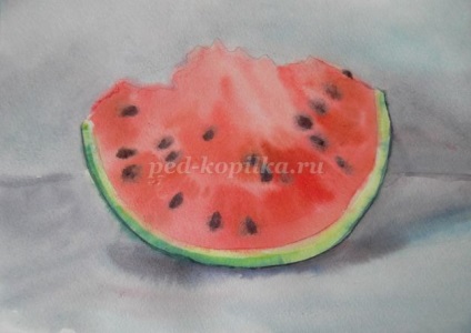 Rajzolás görögdinnye szakaszában akvarell kezdőknek