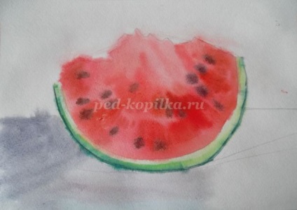 Rajzolás görögdinnye szakaszában akvarell kezdőknek