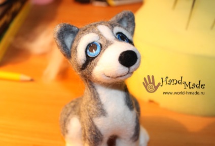 Puppy Husky în tehnica de felting uscat