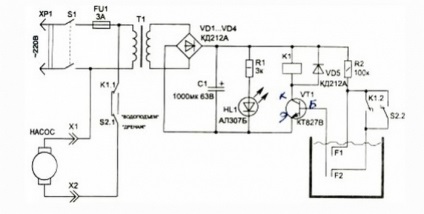 Controlarea pompei releului și a circuitului dispozitivului de automatizare