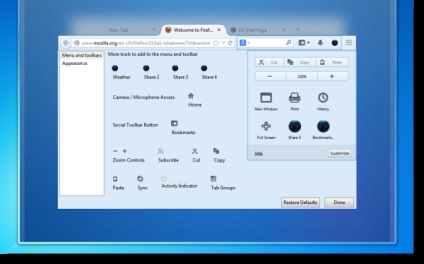 Firefox va afișa un meniu principal personalizabil