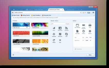 Firefox va afișa un meniu principal personalizabil