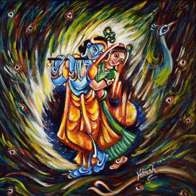 Krsna dansează pentru radha în vrndavana. 