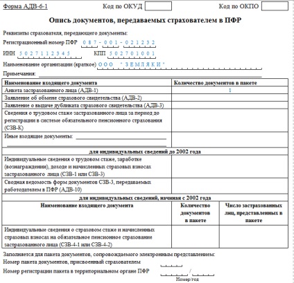 Adv-6-1 în 2016, formularul și umplerea eșantionului, un antreprenor modern