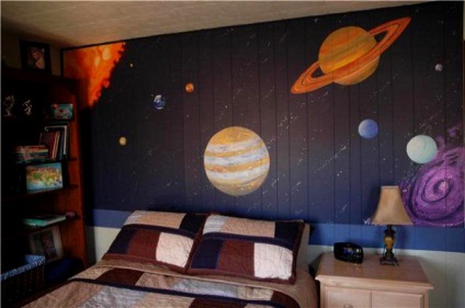 Proiectarea camerei pentru copii în stil spațial