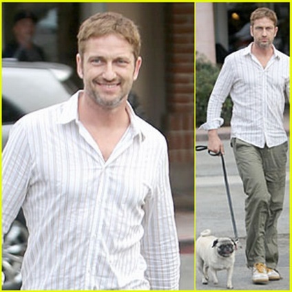 Gerard Butler este un gentleman cu un câine