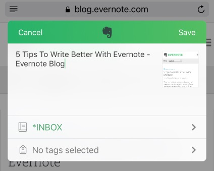 Cum să copiați pagini web și informații despre dispozitivele Android și iOS - centrul de ajutor evernote