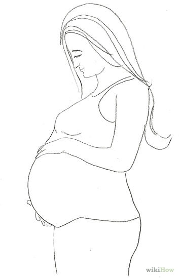 Cum să atragă o femeie însărcinată în creion pas cu pas 1