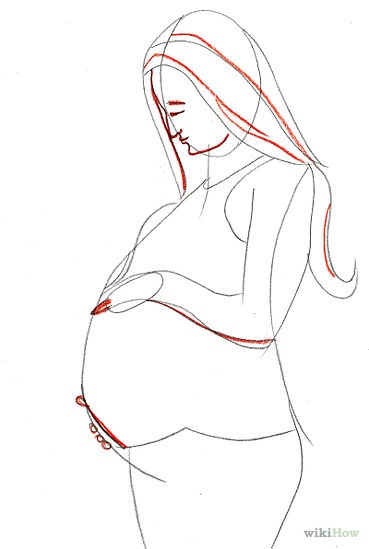 Cum să atragă o femeie însărcinată în creion pas cu pas 1