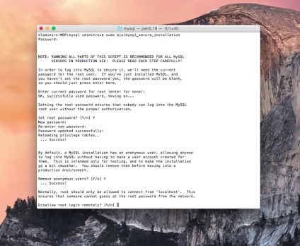 Cum se instalează serverul mysql pe mac os x, vladster