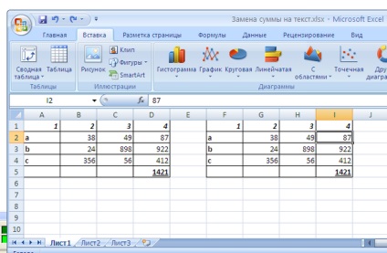 Ca și în excel, înlocuiți funcția matematică cu textul, fără a pierde date