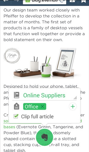 Copierea paginilor web în evernote pe blogurile Android și ios - evernote