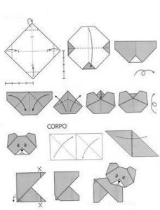 Bear origami a diagramok és a fotó-videó mester-osztályban