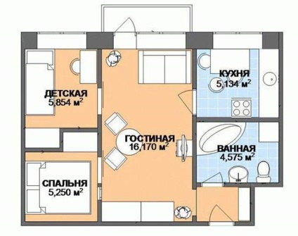 Reamenajarea și proiectarea unei camere cu două camere Hrușciov (foto)