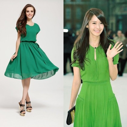 Rochii de culoare verde pentru 2017 - tendințe de modă cu fotografii