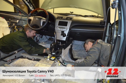 Teljes zajszigetelés toyota camry v40 (Toyota Camry 40-ben), telepítés Moszkvában, részletes fényképes jelentés -