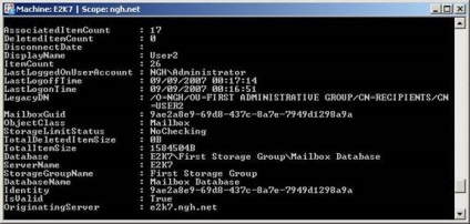 Obținerea de statistici pentru cutiile poștale în Exchange 2007
