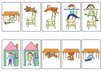Prepoziții pentru copii în imagini