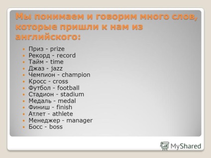 Prezentare pe tema lucrării de cercetare în limba engleză - răspândirea cuvintelor în limba engleză