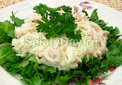 Saláta tintahal gombával - ünnepi és gyönyörű recept fotókkal és videókkal
