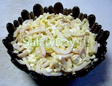 Saláta tintahal gombával - ünnepi és gyönyörű recept fotókkal és videókkal